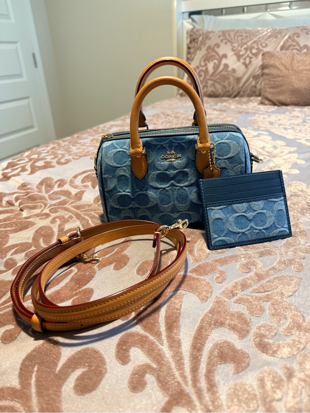 Coach Denim Signature Mini Rowan with wallet included
